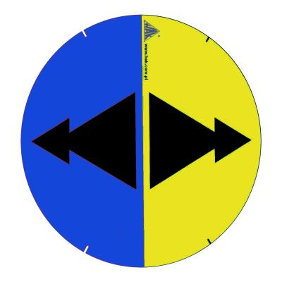 Piktogram kierunkowy magnetyczny:niebiesko - żółty: dwubiegowy